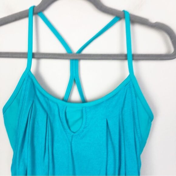 LULULEMON | Turquoise Layered Sports Bra Tank Top Fitted Bottom Women’s Size 8 - Picture 4 of 11